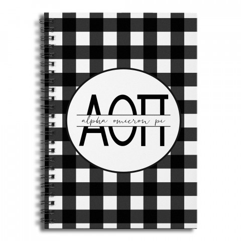 Alpha Omicron Pi Buffalo Check 6x8 Ruled Spiral Notebook