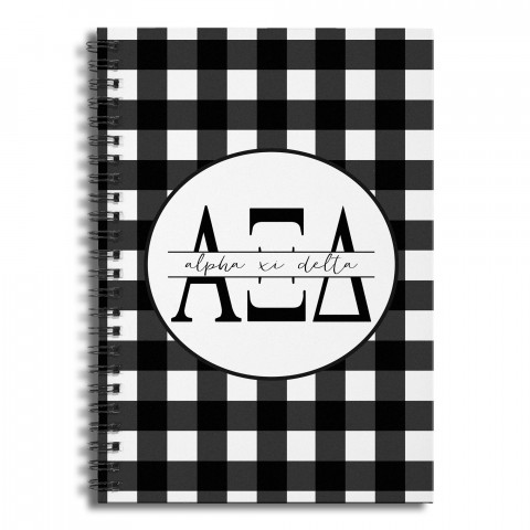 Alpha Xi Delta Buffalo Check 6x8 Ruled Spiral Notebook