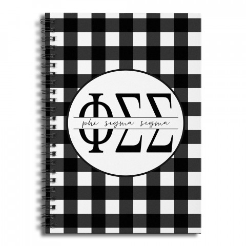 Phi Sigma Sigma Buffalo Check 6x8 Ruled Spiral Notebook