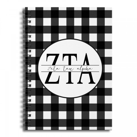Zeta Tau Alpha Buffalo Check 6x8 Ruled Spiral Notebook