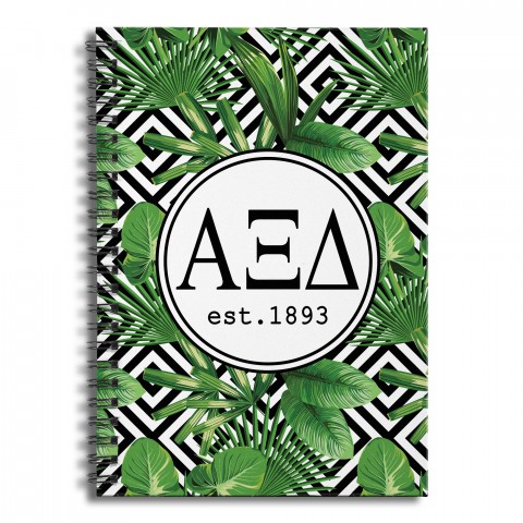Alpha Xi Delta Tropical Palms 6x8 Ruled Spiral Notebook