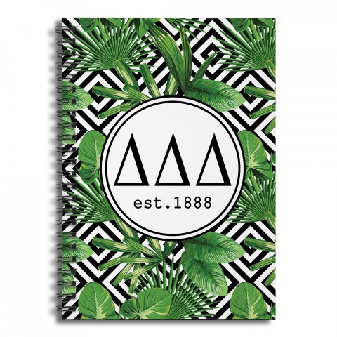 Delta Delta Delta Tropical Palms 6x8 Ruled Spiral Notebook