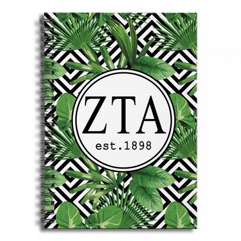 Zeta Tau Alpha Tropical Palms 6x8 Ruled Spiral Notebook