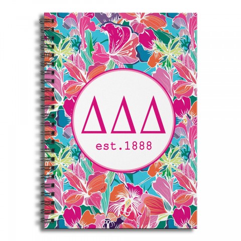 Delta Delta Delta Bright Florals 6x8 Ruled Spiral Notebook
