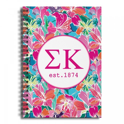 Sigma Kappa Bright Florals 6x8 Ruled Spiral Notebook
