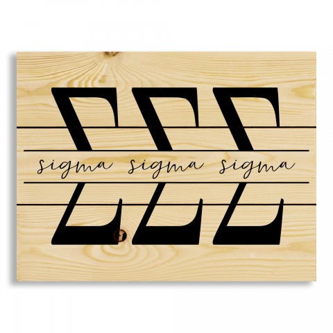 Sigma Sigma Sigma Script 14x10.5 Pallet Wood Art