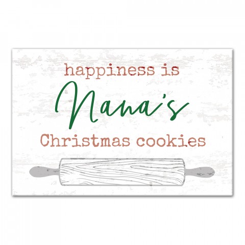 Happiness is Christmas Cookies 12x18 Personalized Canvas Wall Art