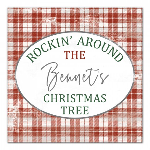 Rockin Around the Christmas Tree 16x16 Personalized Canvas Wall Art