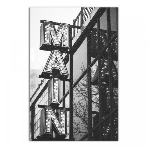Black and White Main Street City Sign 20x30 Canvas Wall Art