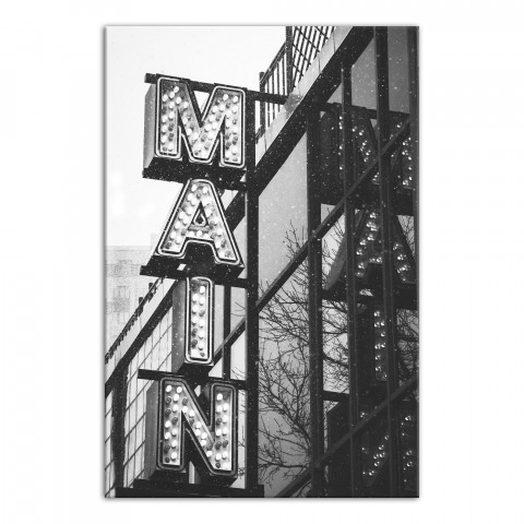 Black and White Main Street City Sign 24x36 Canvas Wall Art