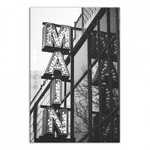 Black and White Main Street City Sign 32x48 Canvas Wall Art