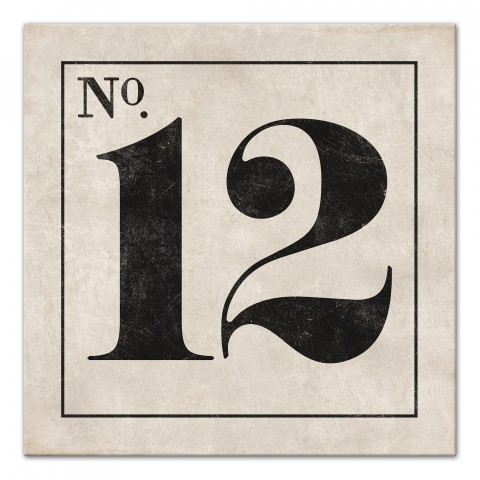 Vintage Number 12 Sign 24x24 Canvas Wall Art