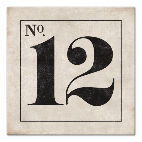 Vintage Number 12 Sign 36x36 Canvas Wall Art