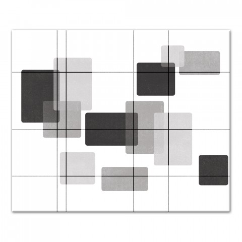 Mid-Mod Black and White Rectangles 20x24 Canvas Wall Art