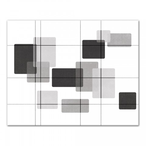 Mid-Mod Black and White Rectangles 24x30 Canvas Wall Art
