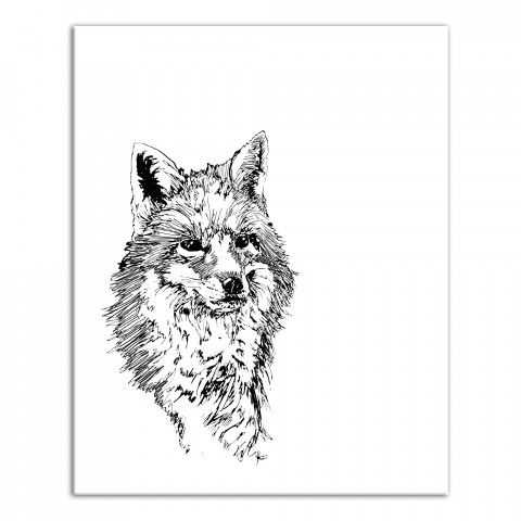 Fox Sketch 24x30 Canvas Wall Art