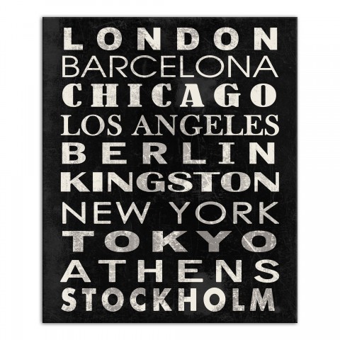 Major City Names 20x24 Canvas Wall Art