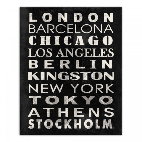 Major City Names 24x30 Canvas Wall Art
