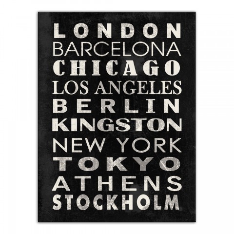 Major City Names 30x40 Canvas Wall Art