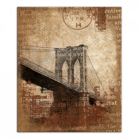 Brooklyn Bridge Distressed 20x24 Canvas Wall Art