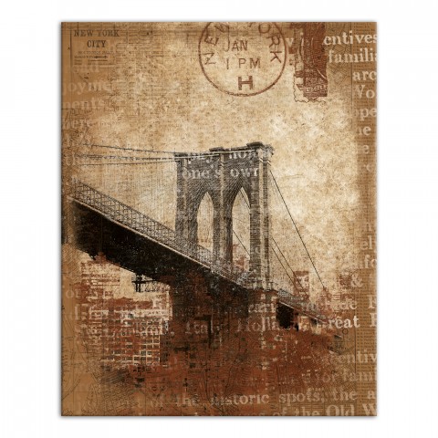 Brooklyn Bridge Distressed 24x30 Canvas Wall Art