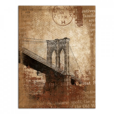 Brooklyn Bridge Distressed 30x40 Canvas Wall Art