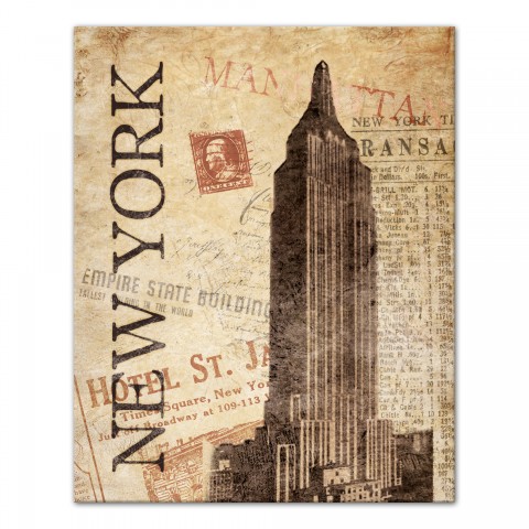 New York Empire State Distressed 24x30 Canvas Wall Art