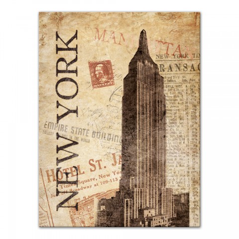 New York Empire State Distressed 30x40 Canvas Wall Art