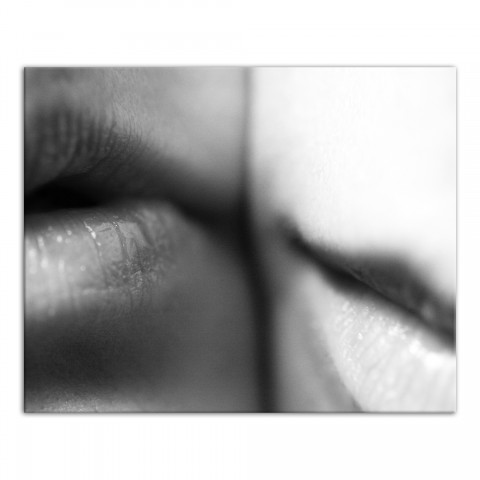 Two Lips Black and White 24x30 Canvas Wall Art