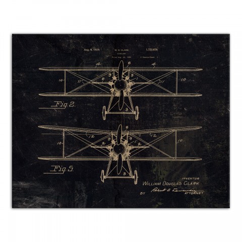 Vintage Airplane Patent 24x30 Canvas Wall Art