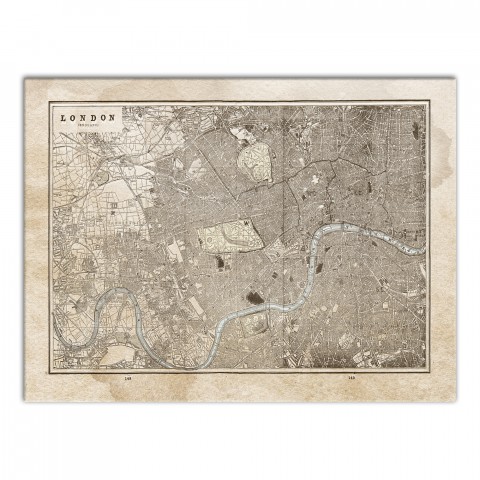 Vintage Map of London on Water Stained Canvas 30x40 Canvas Wall Art