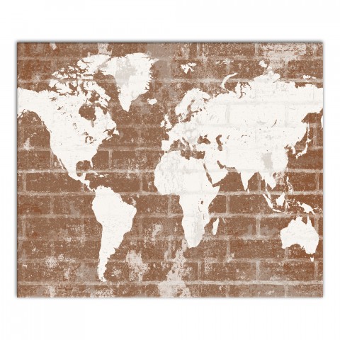 World Map on Distressed Brick 20x24 Canvas Wall Art