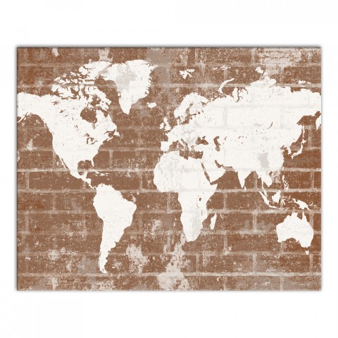 World Map on Distressed Brick 24x30 Canvas Wall Art