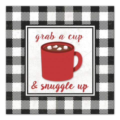 Grab a Cup and Snuggle Up 12x12 Canvas Wall Art