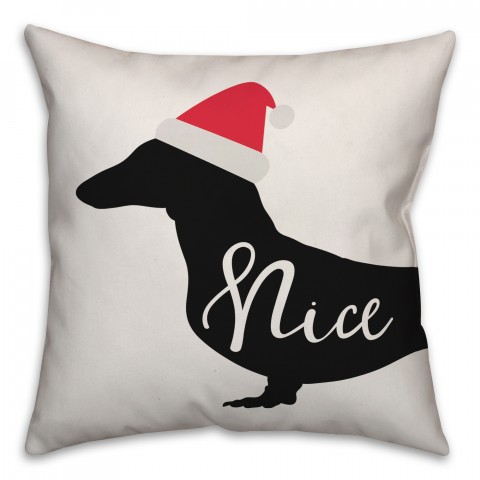 Naughty or Nice Dachshund 18x18 Spun Poly Pillow
