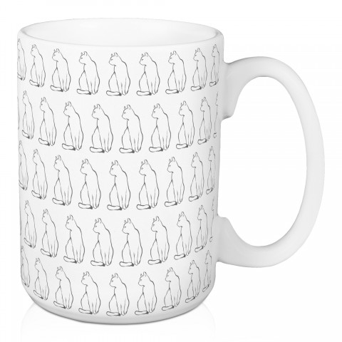 Cat Sketch Pattern 15 oz Mug