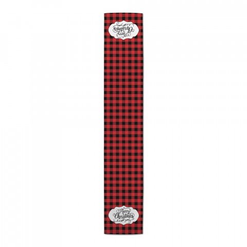Merry Christmas Red Black Buffalo Check 16x90 Cotton Twill Runner