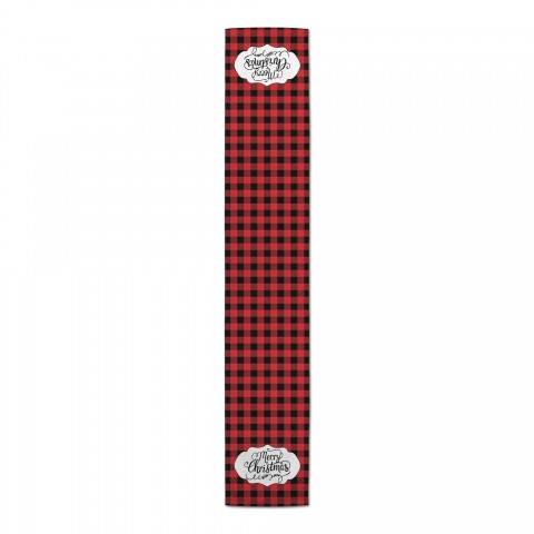 Merry Christmas Red Black Buffalo Check Runner