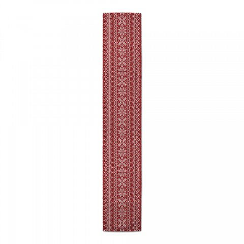 Red Knitted Snowflake Pattern Runner