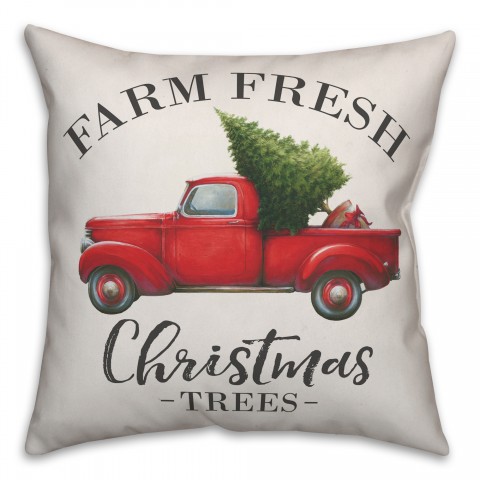 Farm Fresh Christmas Trees 18x18 Spun Poly Pillow