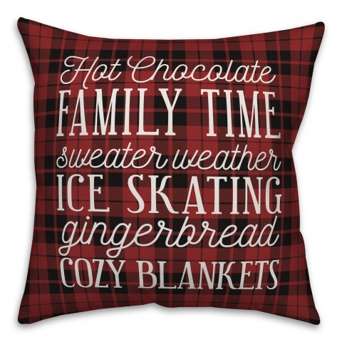 Winter Things on Red Black Buffalo Plaid 18x18 Spun Poly Pillow
