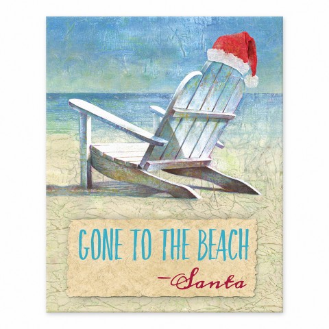 Santa has Gone to the Beach 8x10 Tabletop Canvas