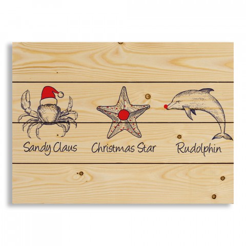 Christmas Sea Characters 20x14 Pallet Wood Art