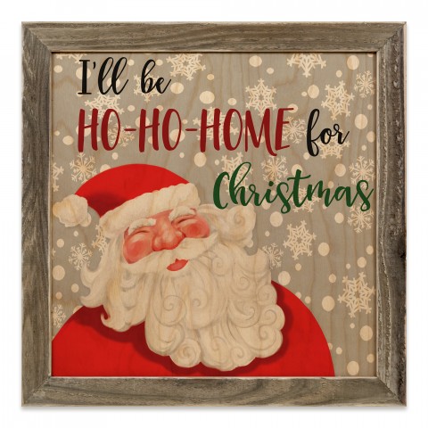I'll Be Ho Ho Home for Christmas 12x12 Framed Pallet Wood Art