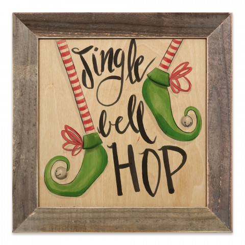 Jingle Bell Hop 12x12 Framed Pallet Wood Art