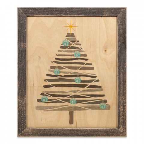 Christmas Wooden Tree 14x11 Framed Pallet Wood Art
