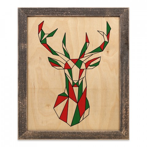 Geo Reindeer 14x11 Framed Pallet Wood Art