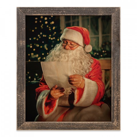 Santa Reading 14x11 Framed Pallet Wood Art