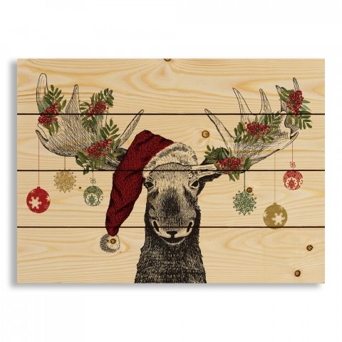 Christmas Moose Decorations 20x14 Pallet Wood Art