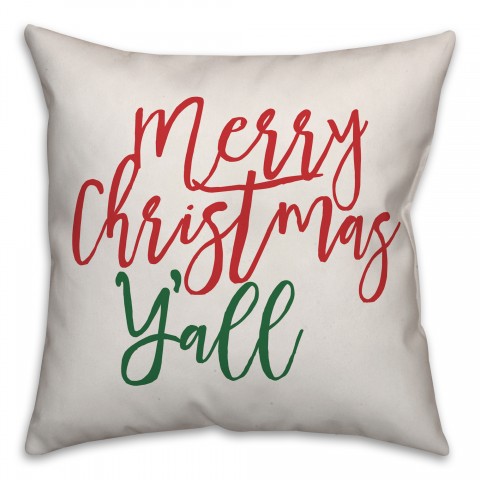 Merry Christmas Y'all 18x18 Spun Poly Pillow